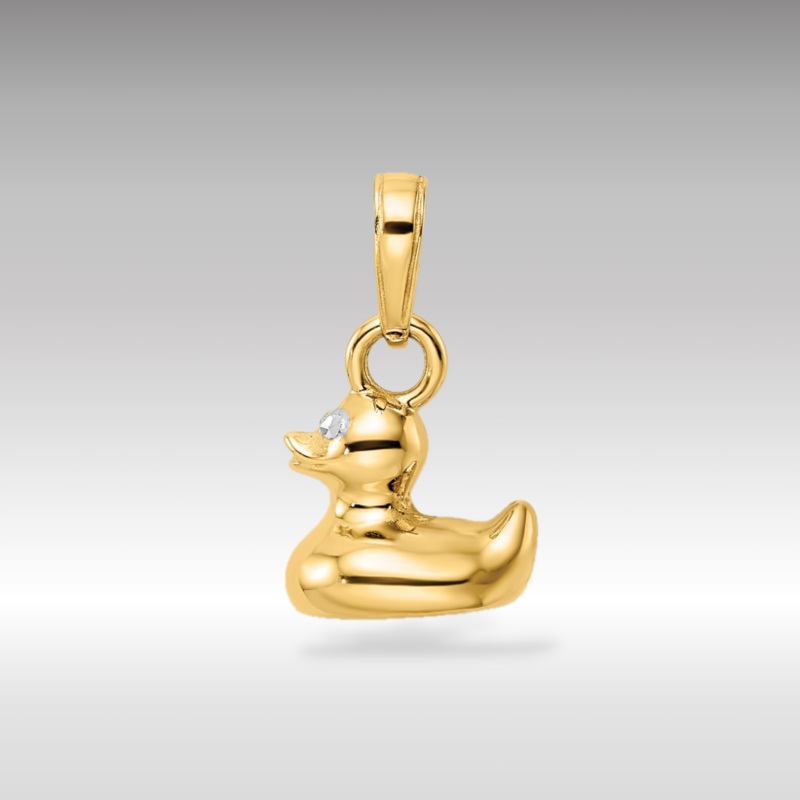 Gold 3D Duck Charm Pendant