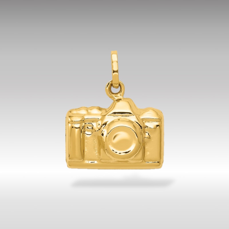 Gold 3D Polished Camera Pendant