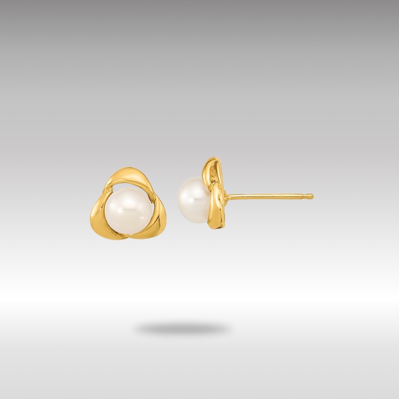 Gold 5-6mm White Button Freshwater Cultured Pearl Post Earrings – Model XF608E