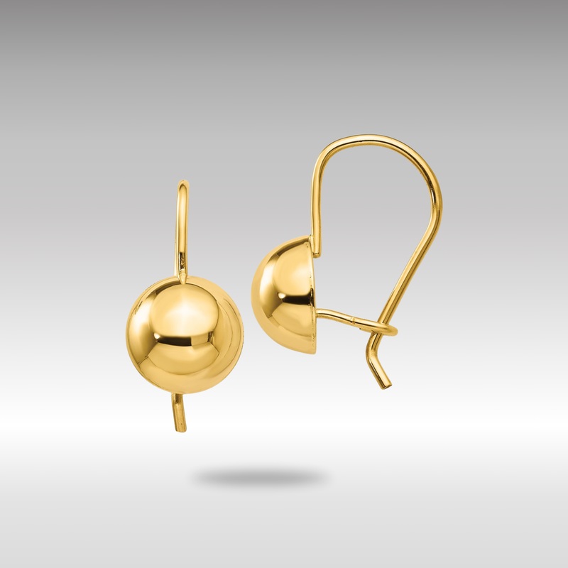 Gold 8.00mm Hollow Half Ball Earrings – Model TH656