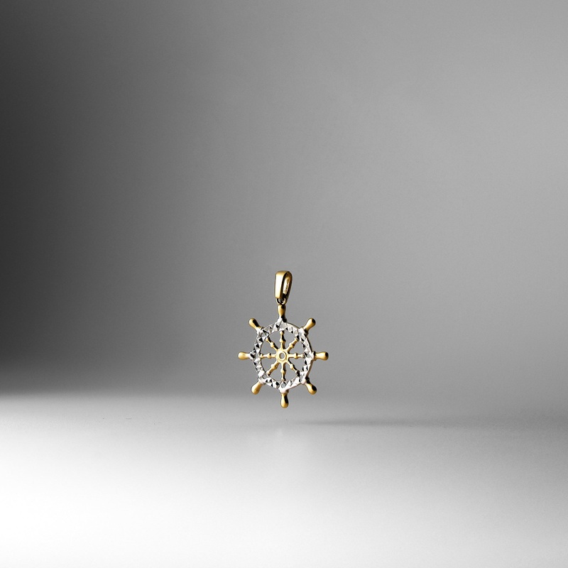 Gold Boat Wheel Pendant Two-Tones – Model 2333