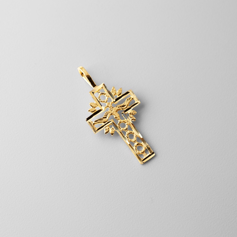 Gold Cross With Holy Spirit Dove Pendant – Model 1463