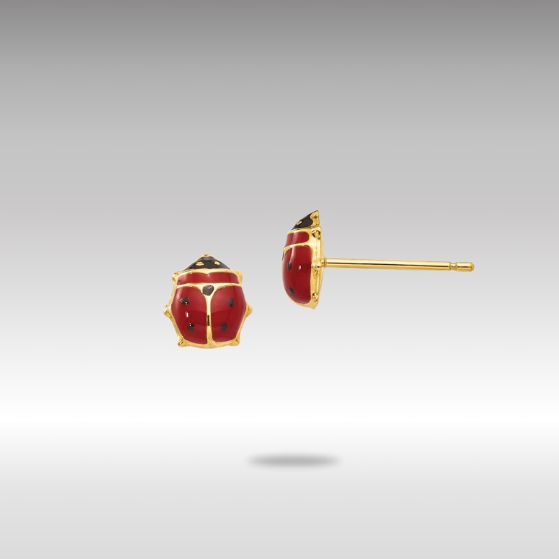 Gold Enameled Ladybug Post Earrings – Model XAC855