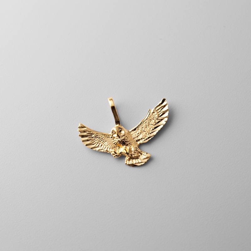 Gold Flying Owl Pendant – Model 2349