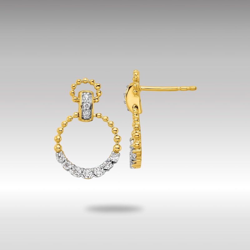 Gold Lab Grown Diamond VS/SI FGH Dangle Post Earrings – Model EM9123-024-YLG