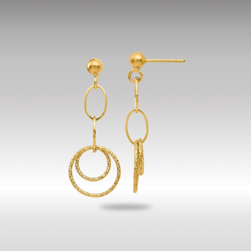 Gold Leslie’s 14K Polished and Textured Post Dangle Earrings – Model LE195