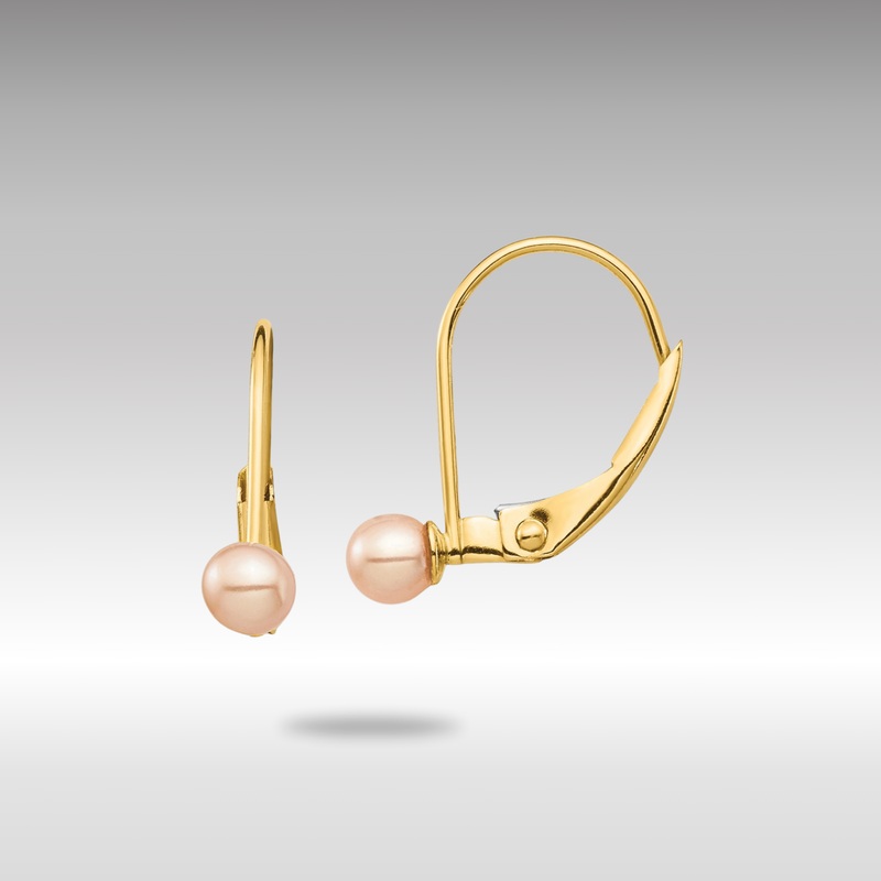 Gold Madi K 3-4mm Pink Round FW Cultured Pearl Leverback Earrings – Model SE2968