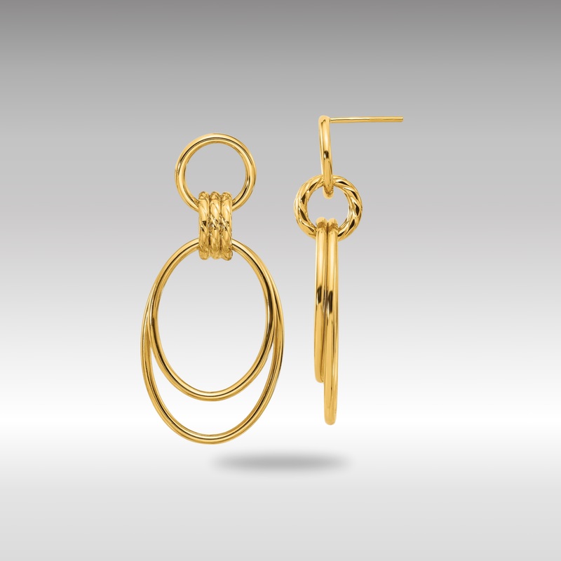 Gold Polished and Textured Dangle Post Earrings – Model TF2317