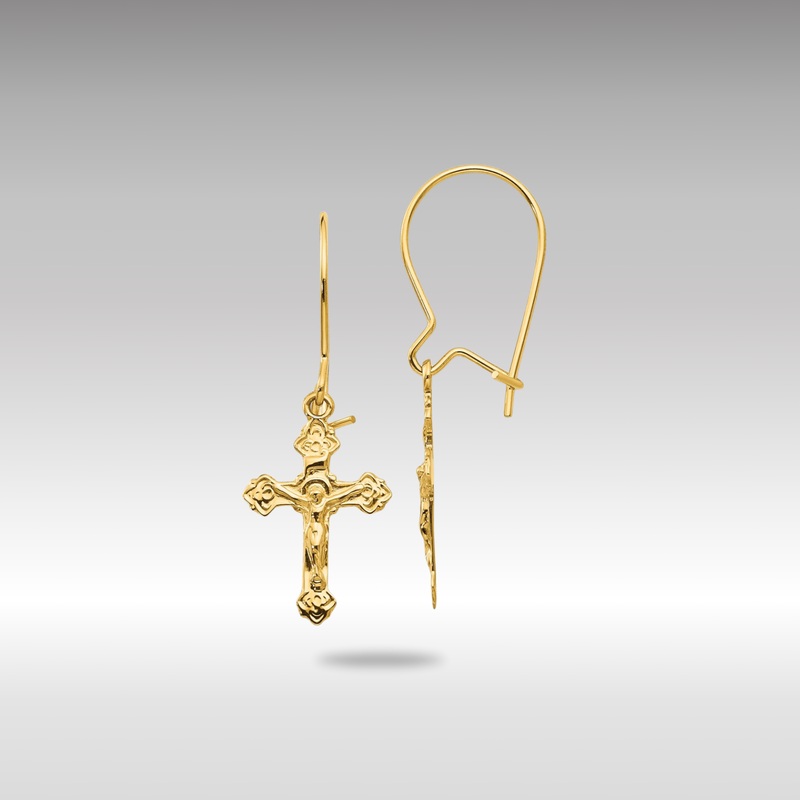 Gold Polished Crucifix Earrings – Model REL183