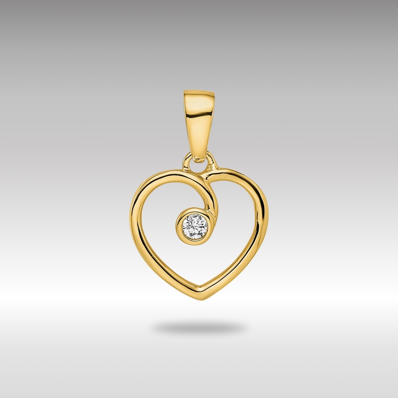 Gold Polished Heart Diamond Pendant – Model PM8535-003-YA