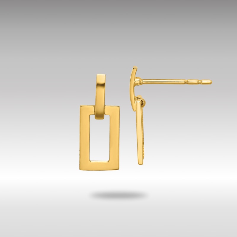 Gold Polished Rectangle Post Dangle Earrings – Model YE2174