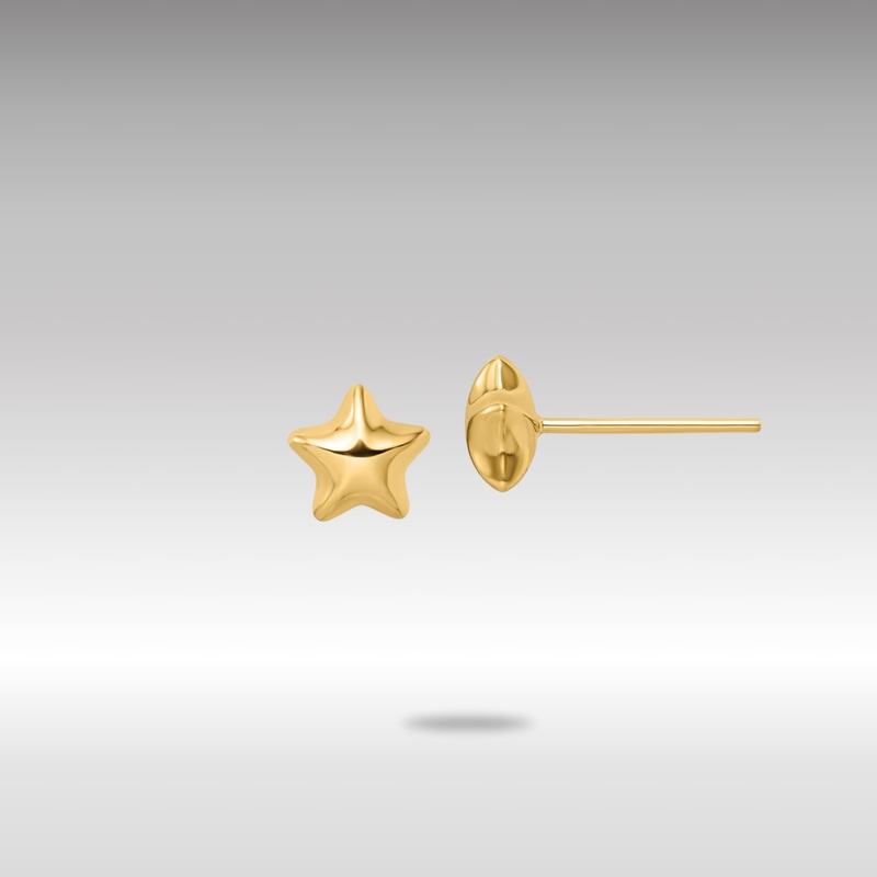 Gold Polished Small Puffed Star Post Earrings – Model YE2064