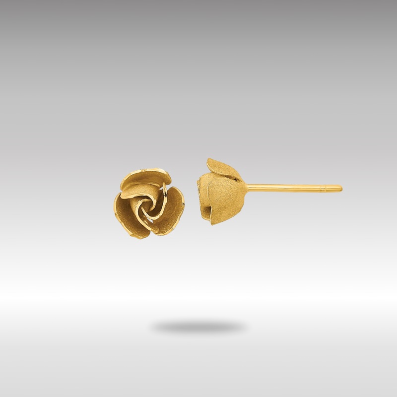 Gold Satin Finish D/C Rose Post Earrings – Model TL1108