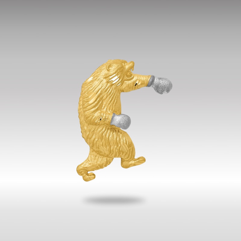 Gold Satin Finish Diamond Cut Boxing Bear Chain Slide – Model K6009