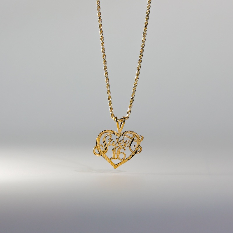Gold Sweet 16 Heart Pendant – Model 1918