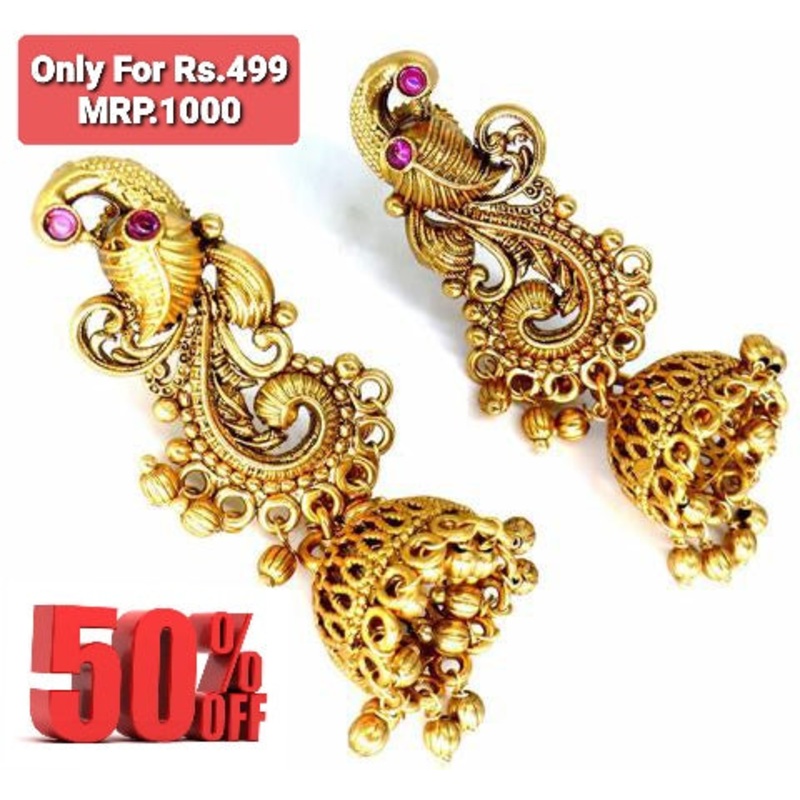 Jewelshingar Jewellery Gold Plated Diamond Earrings For Women ( 62706PEJ )