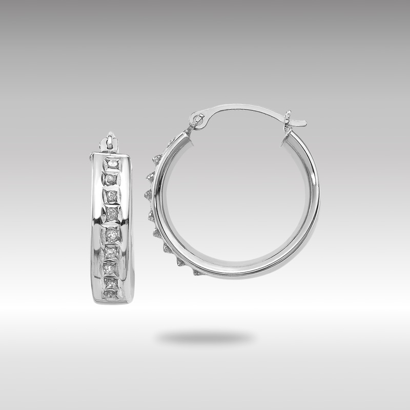White Gold Diamond Fascination Round Hoop Earrings – Model DF254