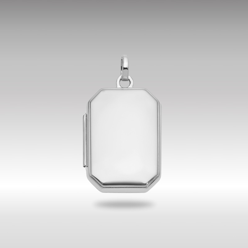 White Gold Polished 20x15mm Curved Rectangle Locket – Model XL873W