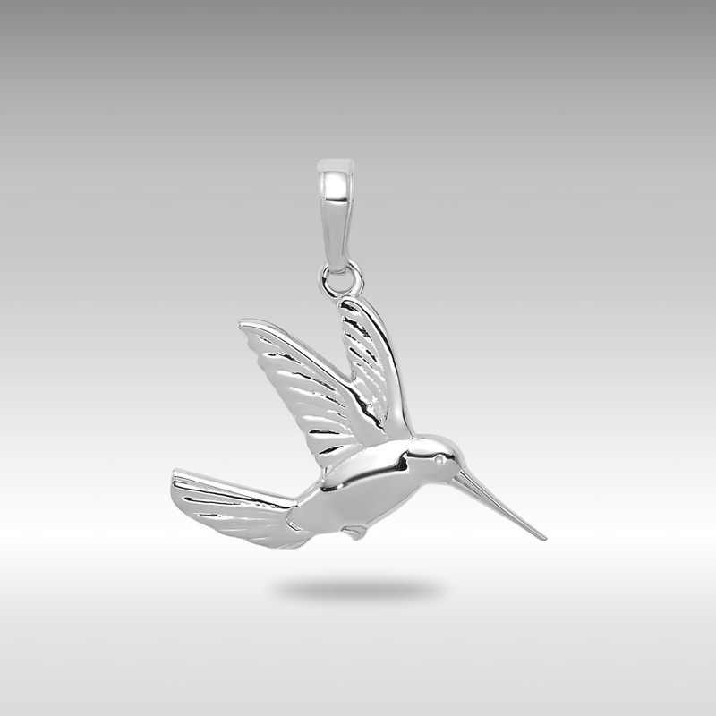 White Gold Polished Hummingbird in Flight Pendant – Model C3477W