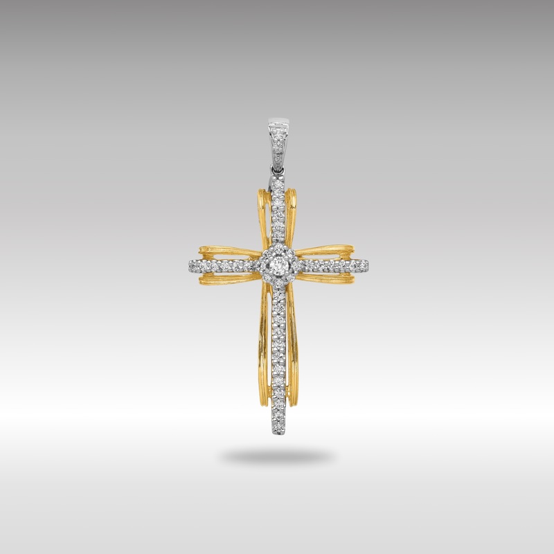 Yellow and White Gold 1/3ct. Diamond Large Passion Cross Pendant – Model PM5096-033-YWA