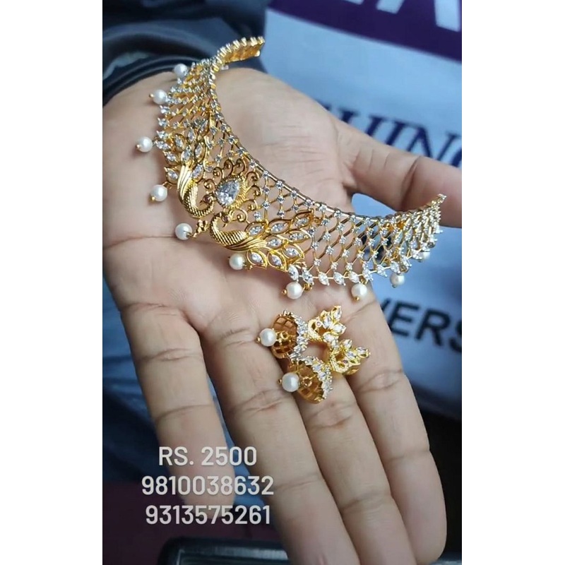 Zircon Necklace In Gold Colour And Two Tone Plating By  NKWA0197