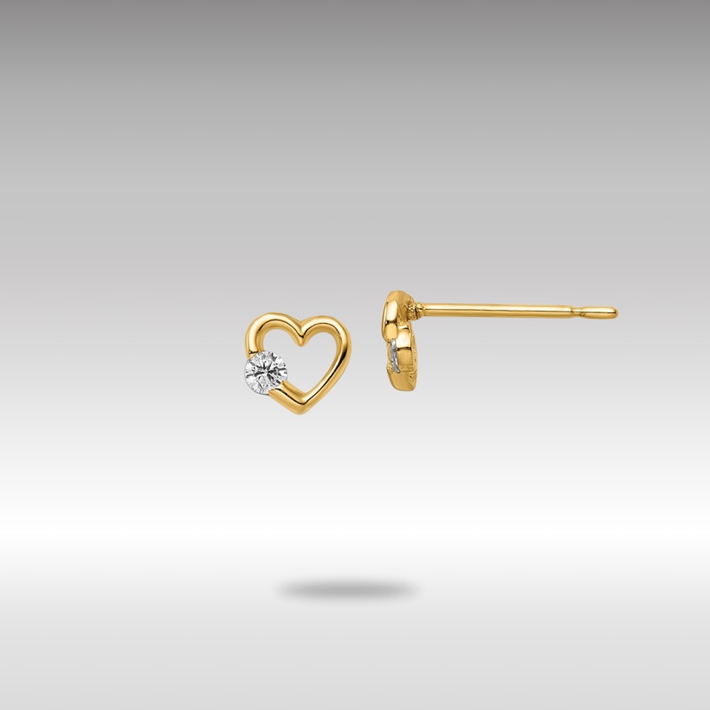 Gold CZ Heart Post Earrings – Model YE2028