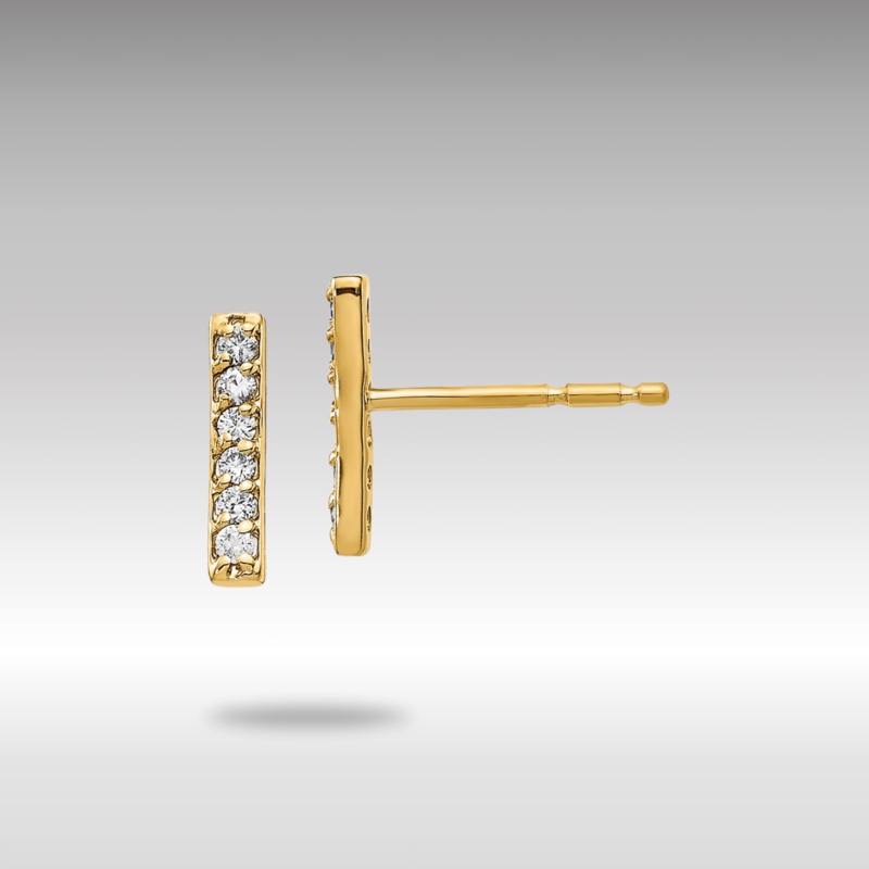 Gold Diamond Bar Earrings Model-XE3075A