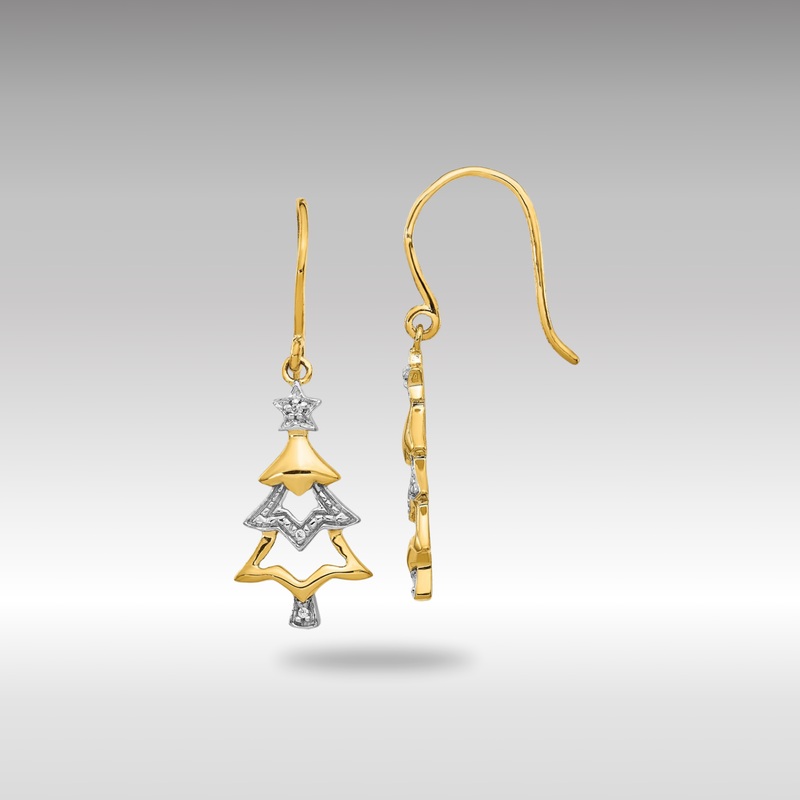 Gold Diamond Christmas Tree Dangle Earrings – Model EM5541-002-YA
