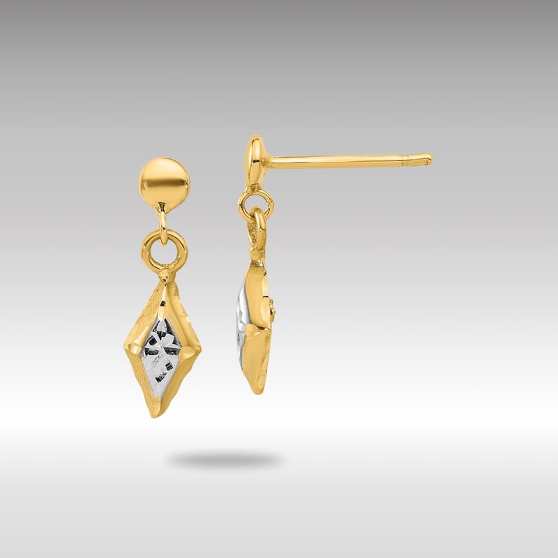 Gold Diamond Cut Puff Tear Drop Dangle Earrings – Model LE2291