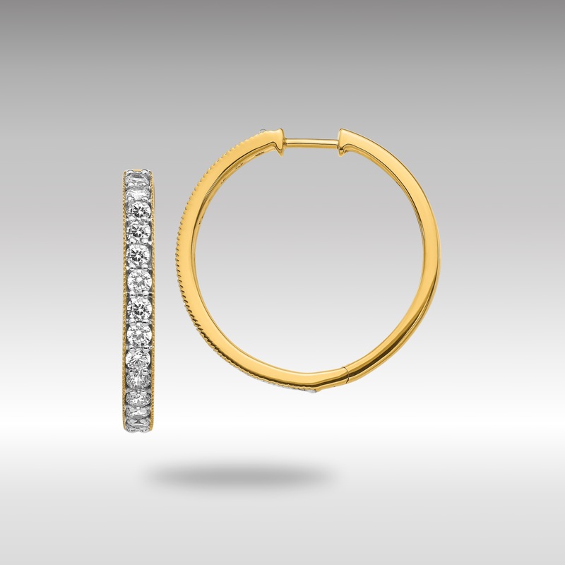 Gold Diamond Milgrain Hinged Hoop Earrings – Model EM4284-200-YA