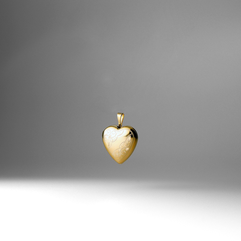 Gold Hand Engraved Heart Locket Pendant – Model 2038