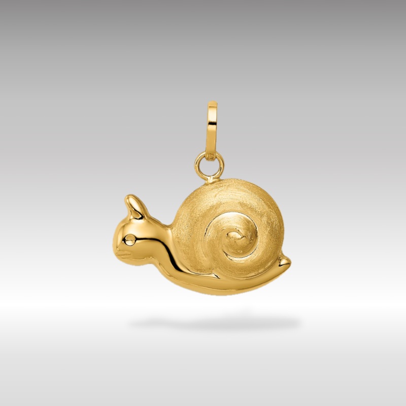 Gold Hollow Satin and Polished Snail Pendant