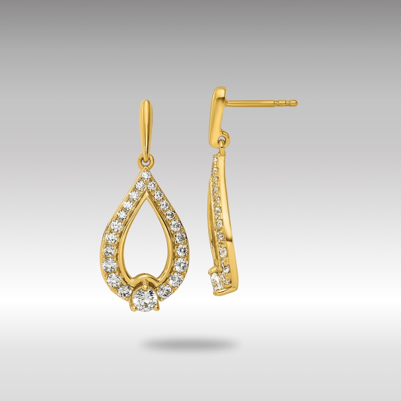 Gold Lab Grown Diamond VS/SI FGH Pear Shape Post Dangle Earrings – Model EM9939-100-LG