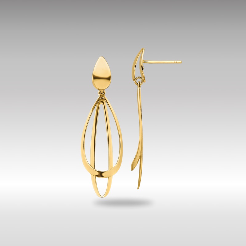 Gold Leslie’s 14k Polished and Brushed Post Dangle Earrings – Model LE2150