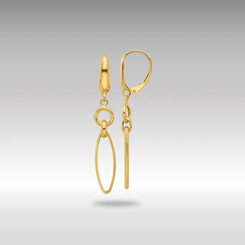 Gold Leslie’s 14K Polished/Textured Dangle Earrings – Model LE2647