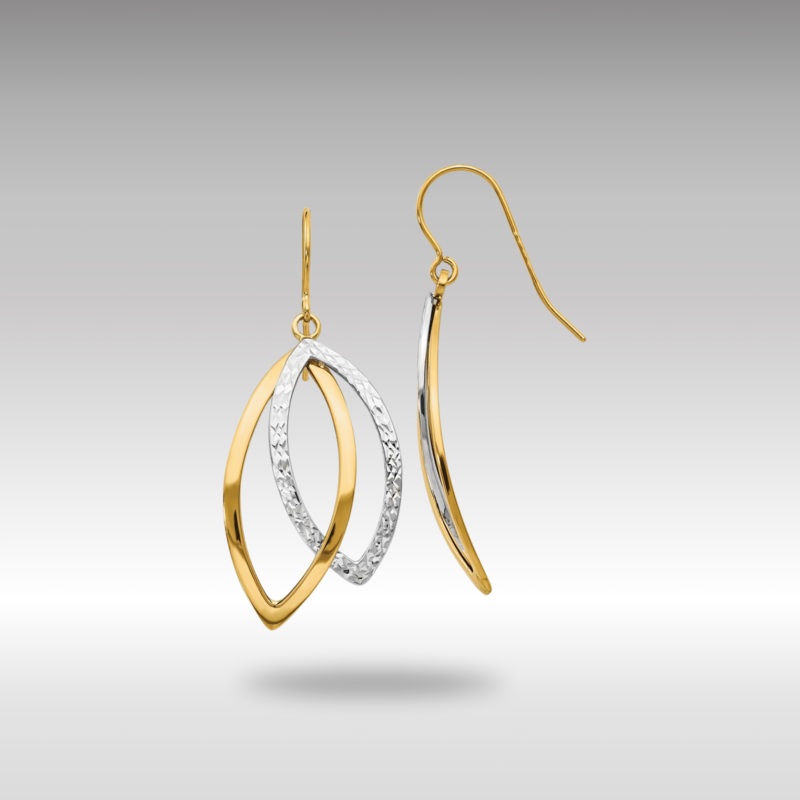 Gold Leslie’s Two-tone Polished and Textured Shepherd Hook Earrings Model-LE638