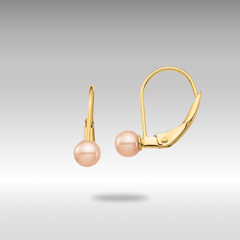 Gold Madi K 4-5mm Pink Round FW Cultured Pearl Leverback Earrings – Model SE2969