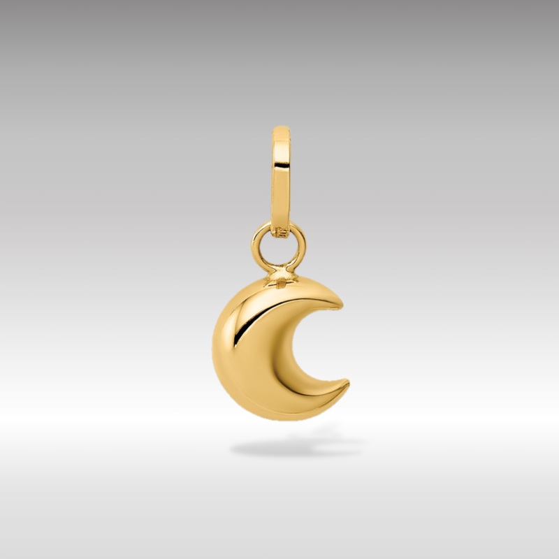 Gold Mini Polished Puffed Moon Pendant
