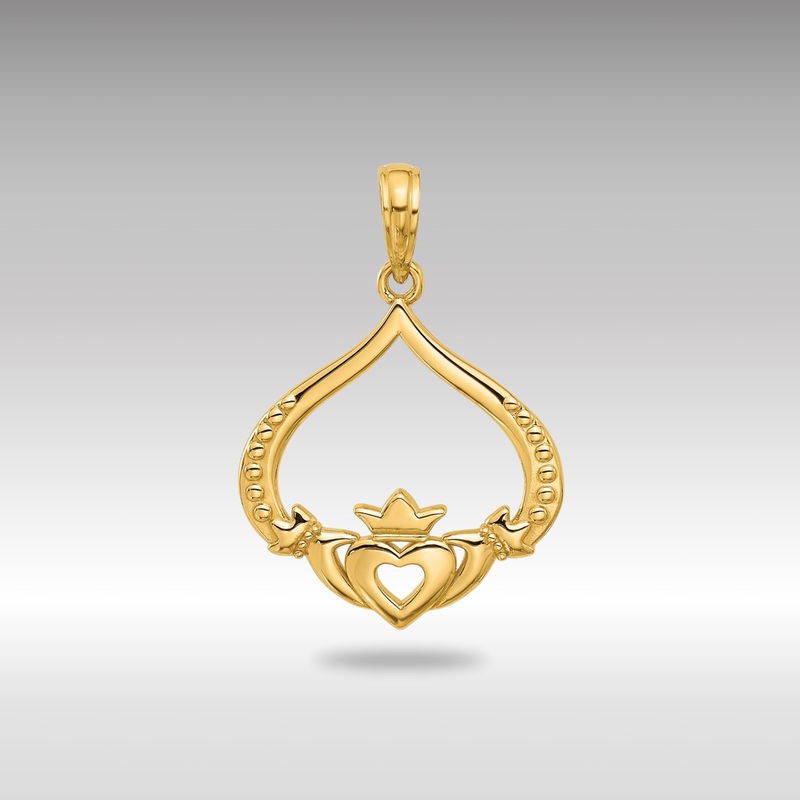 Gold Polished Claddagh Pendant – Model D5574