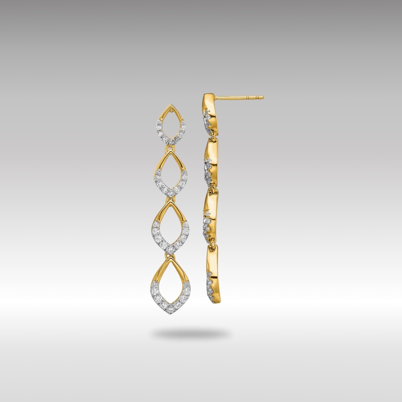 Gold Polished Dangle Diamond Post Earrings – Model EM8514-055-YA
