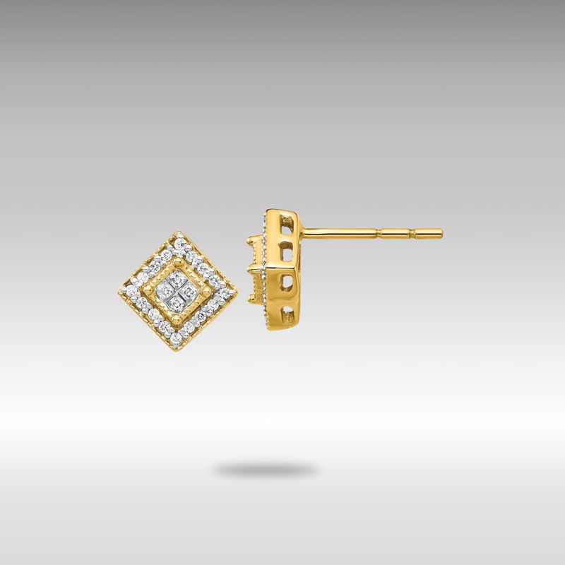 Gold Polished Diamond Post Earrings – Model EM5472-025-YA