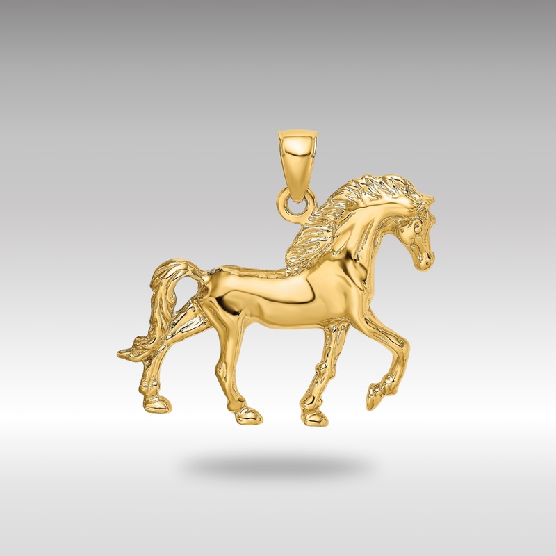Gold Polished Large Horse Walking Pendant – Model K6501