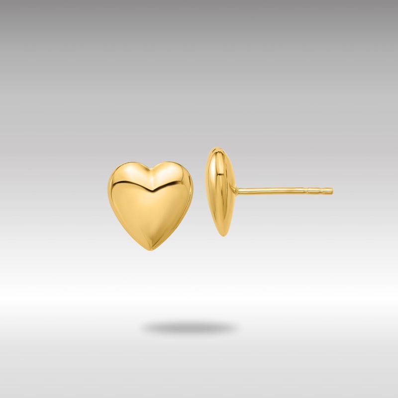 Gold Polished Puffed Heart Post Earrings – Model TF2360