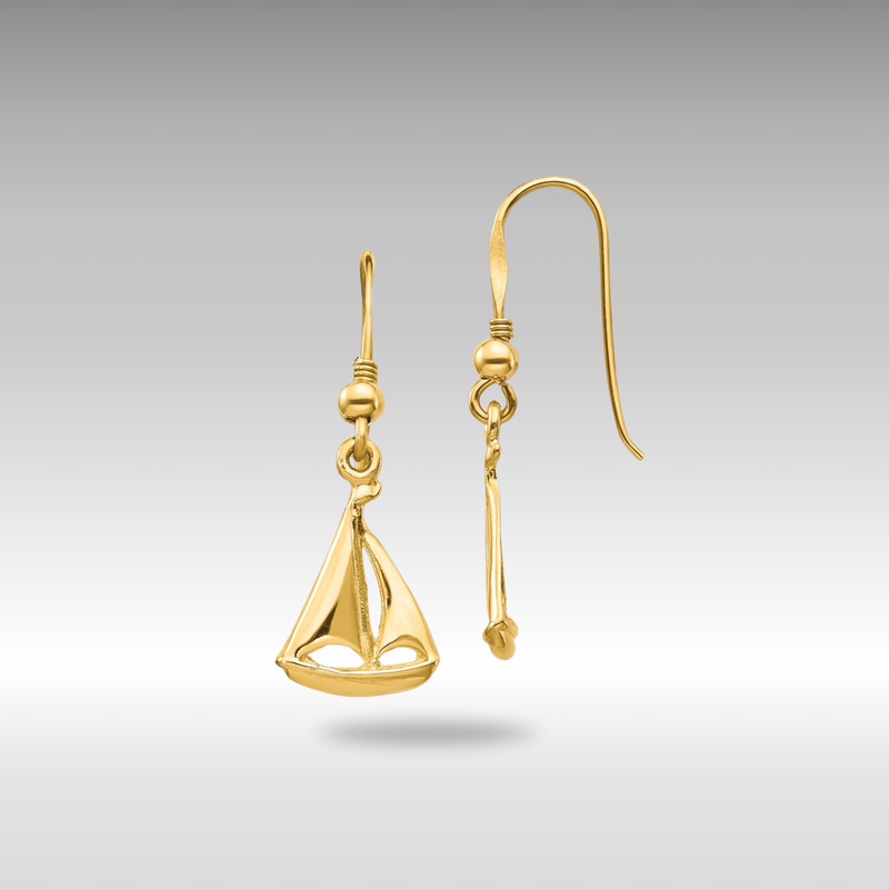 Gold Sailboat Shepherd Hook Earrings – Model TF1599