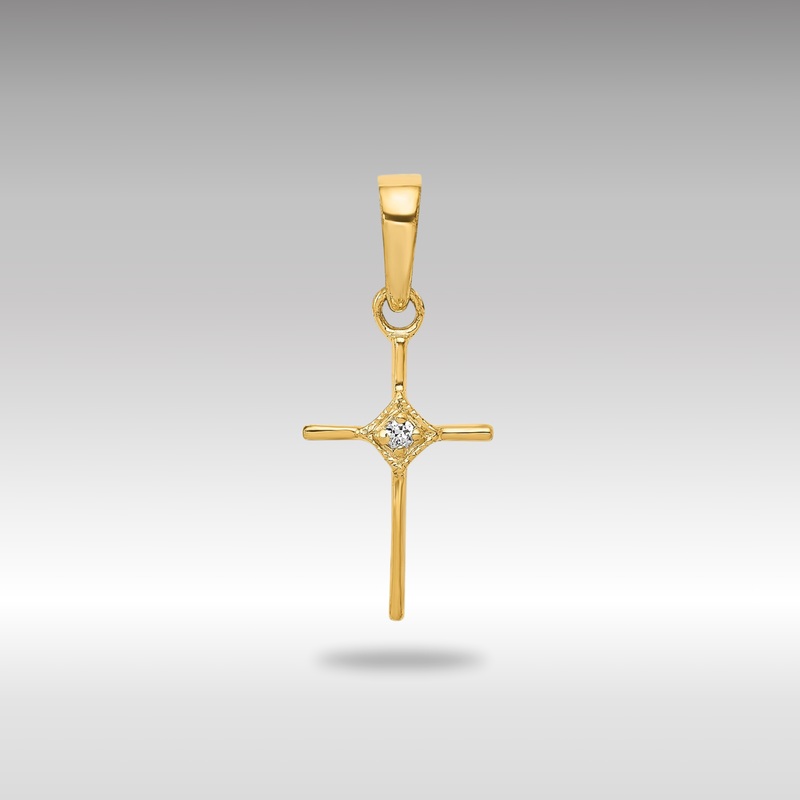 Gold Small .01ct. Diamond Cross Pendant – Model PM5026-001-YA