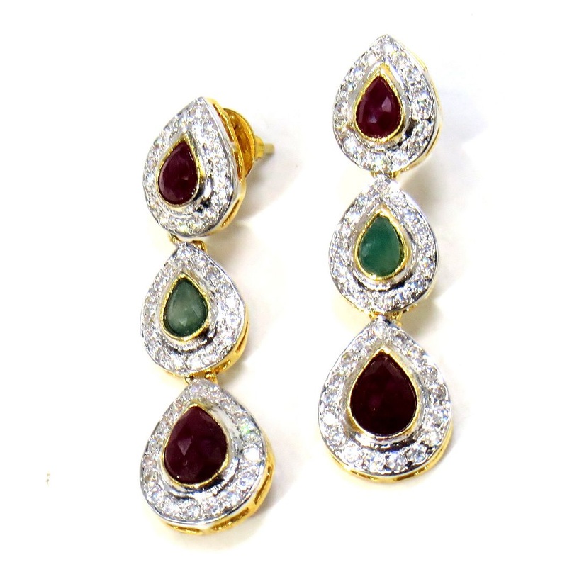 Jewelshingar Jewellery Gold Plated Diamond Earring For Women ( 61117EAD )