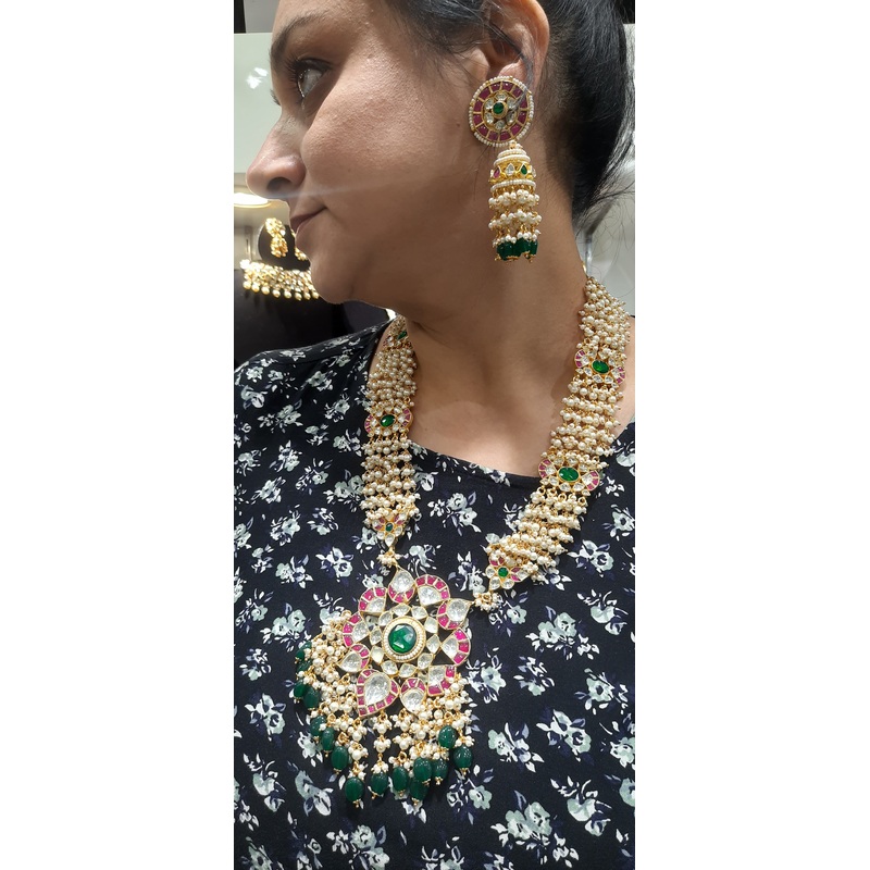 Jewelshingar polki kundan Necklace Set In Fine Quality Jewellery (185740ACS)