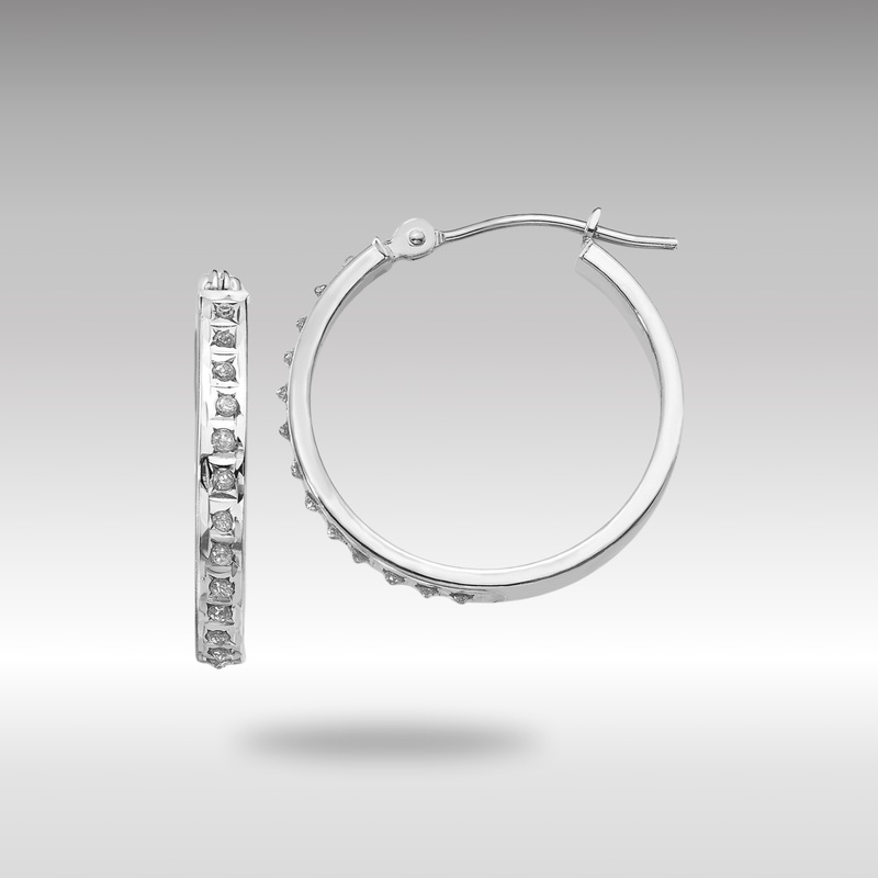 White Gold Diamond Fascination Round Hinged Hoop Earrings – Model DF158
