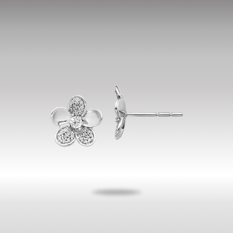 White Gold Diamond Flower Earrings – Model EM3980-020-WA