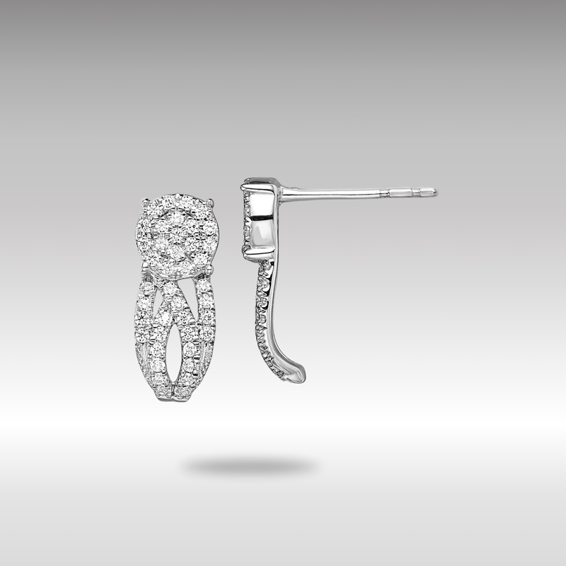 White Gold Fancy Vintage Diamond Post Earrings – Model EM8511-025-WA
